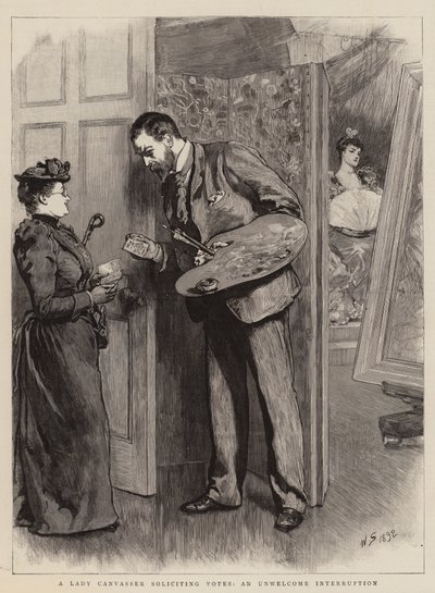 A Lady Canvasser soliciting Votes, an Unwelcome Interruption by William Small